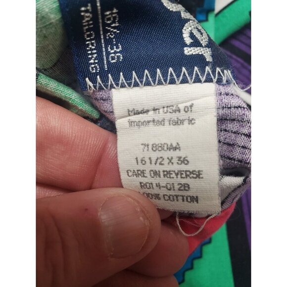 Wrangler Brushpopper Shirt Sz Xlong Tails 16.5-36 Striped Native American Aztec - Picture 12 of 16